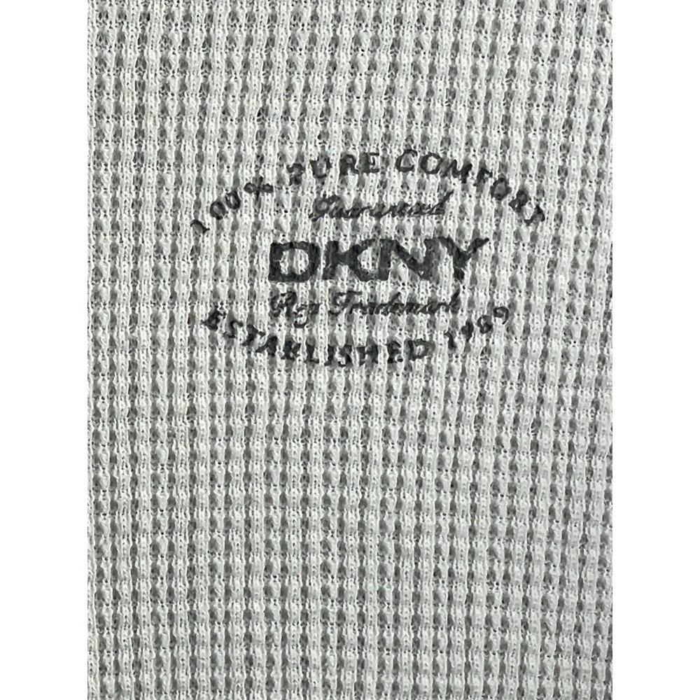 DKNY Womens L White Waffle‎ Knit Hooded Sleep Shirt Lounge Dress - Picture 3 of 11